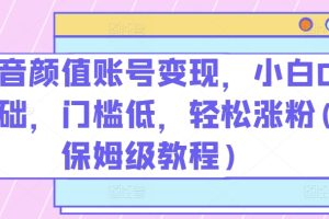 抖音颜值账号变现，小白0基础，门槛低，​轻松涨粉(保姆级教程)【揭秘】